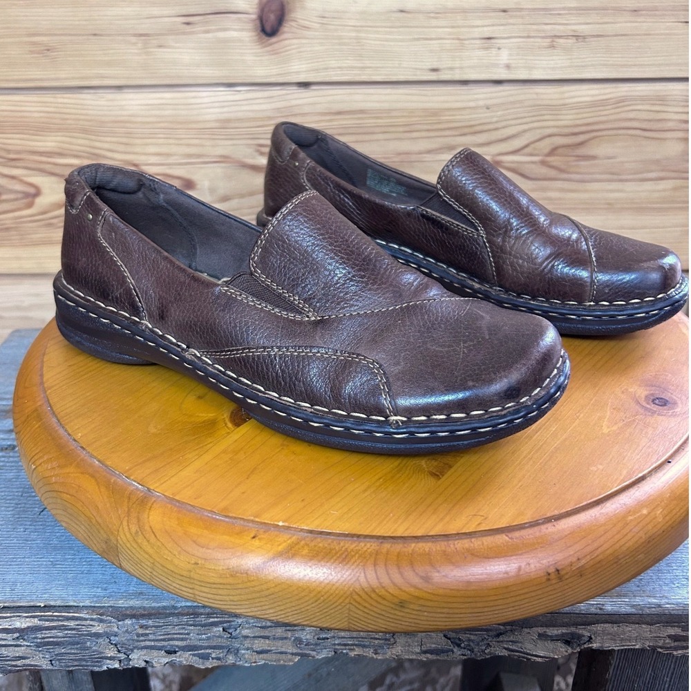 Earth Spirit Kenya Brown Leather Slip On Loafers Shoes Womens 10 Comfort Flats